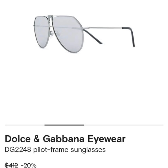 Pre- loved Dolce and Gabbana gunmetal pilot frame sunglasses 62mm - Picture 2 of 8